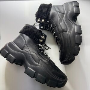 Juicy Couture Emmie Black Lace Up Moto Boots 9.5